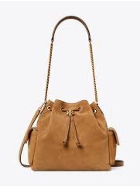 CHARLIE QUILTED SUEDE DRAWSTRING SHOULDER BAG